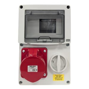 Deligo 32A 5 Pin 415V Red IP44 Industrial Interlocked Socket c/w Window - ILSRCD415-325P