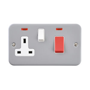 Saxby Metal Clad 45A DP Cooker Switch with 13A Socket with Neon - MC551