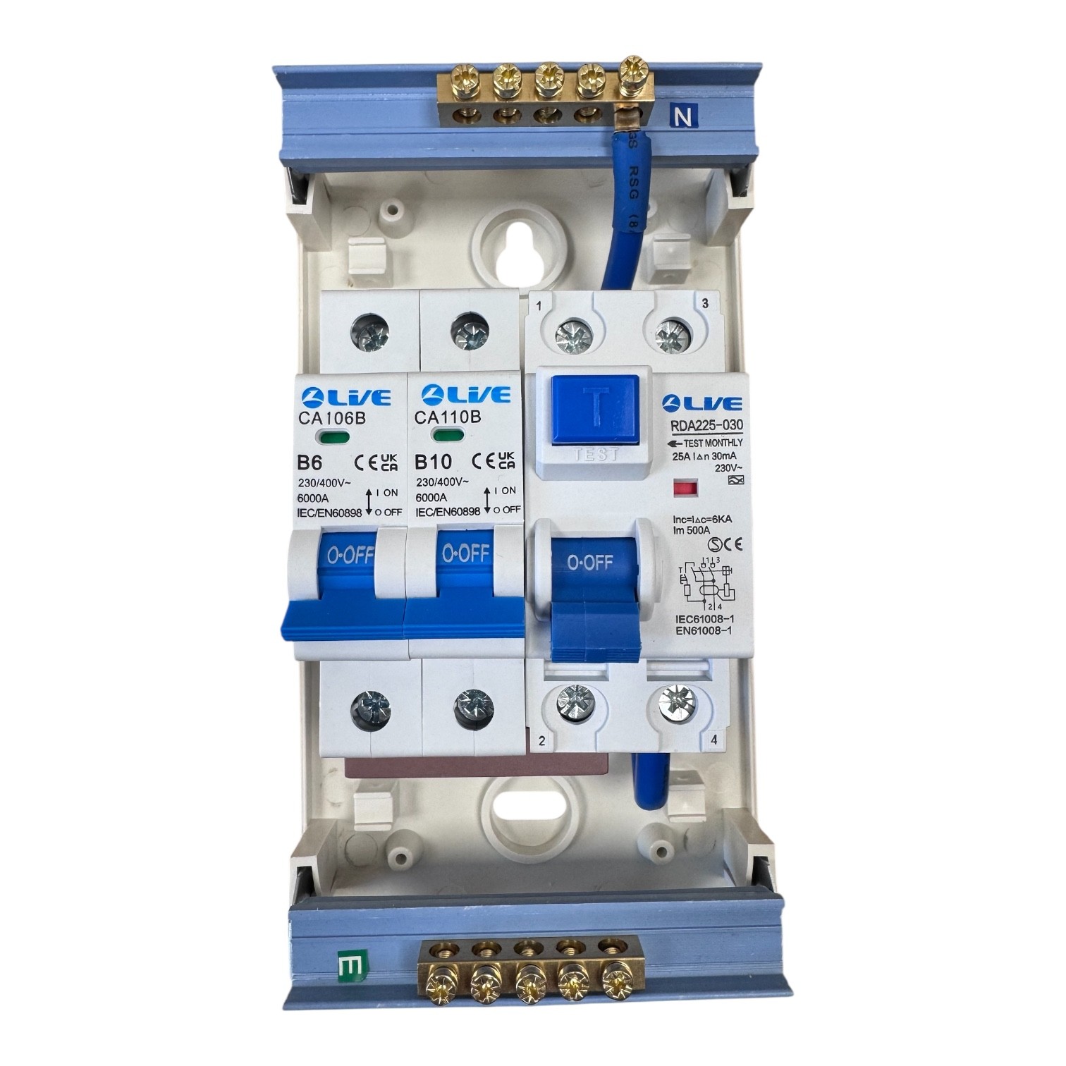 4 Way Single Pole Consumer Unit Surface Mounted Caravan Campervan Motorhome 25A 30mnA Type A RCD 1 Pole 6A MCB 1 Pole 10A MCB - CVMH25610SPCU - Image 5