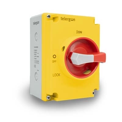 Telergon S3 Switch Disconnector 3P 100A Plastic Enclosure Red/Yellow Handle - S3-01003P4EP