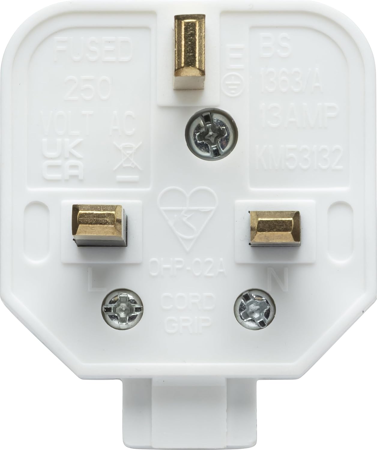 Knightsbridge 13A Heavy Duty Rubber Plug Top (Screw Cord Grip) White - SN1383RW - Image 4