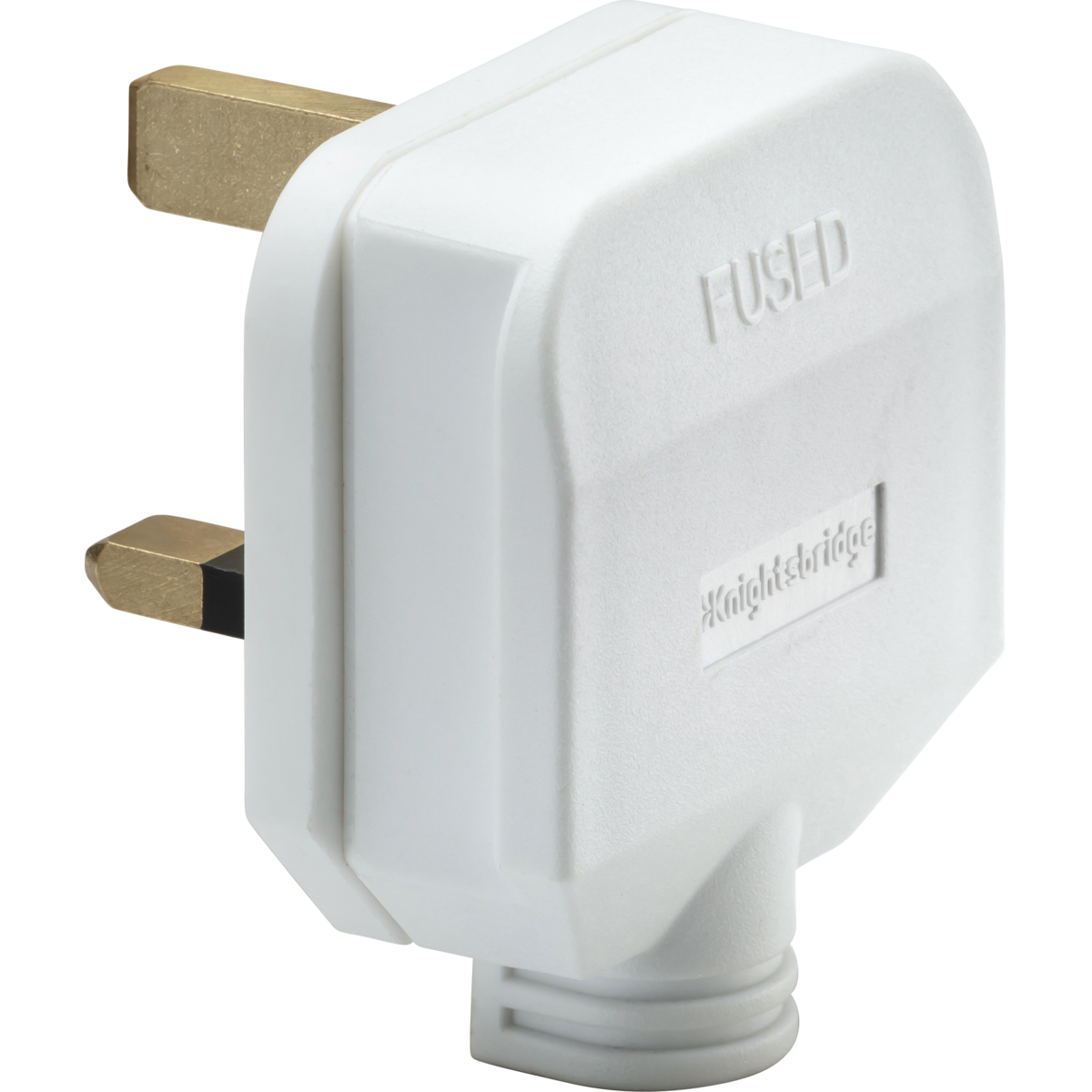 Knightsbridge 13A Heavy Duty Rubber Plug Top (Screw Cord Grip) White - SN1383RW