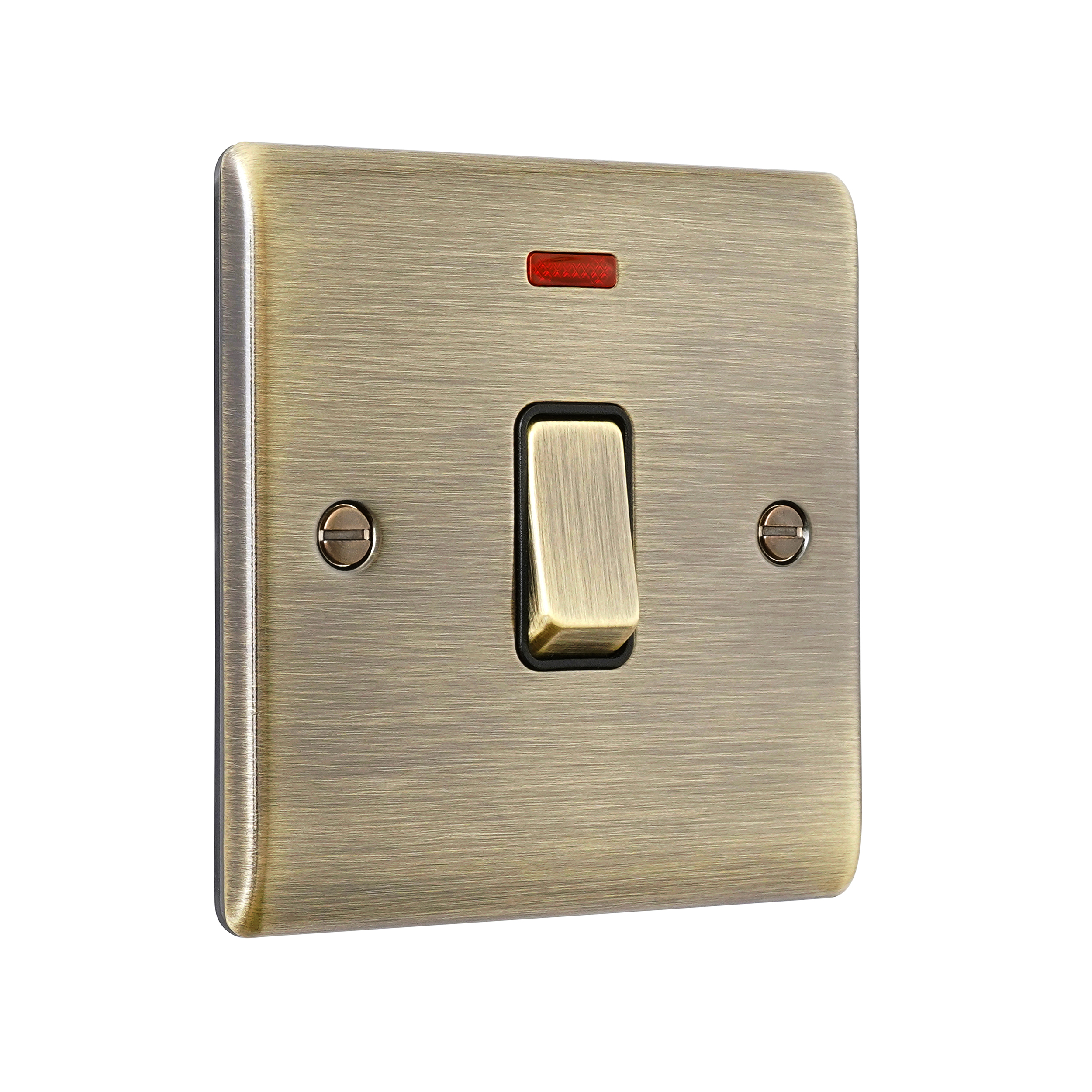 Saxby Raised Screwed 20A 1G DP Switch With Neon Antique Brass With Black Insert - RS271ABB - Image 3