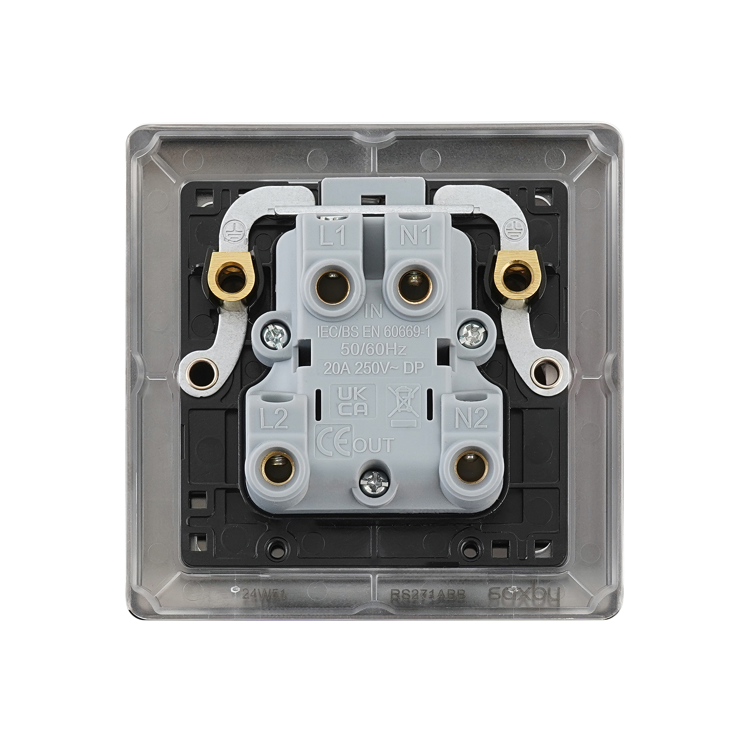 Saxby Raised Screwed 20A 1G DP Switch With Neon Antique Brass With Black Insert - RS271ABB - Image 5