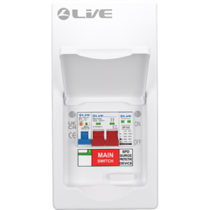 Live Electrical 4 Way Metal Clad Consumer Unit c/w 100A Main Switch / 20/40kA SPD + 1 RNCs RCBOs (1x20A) - LSMC04SRN/100