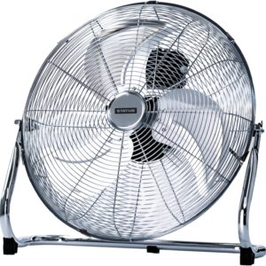 Status 18" Floor Fan with 3 Speed Settings  Adjustable Tilt Air Circulator for Home and Office Cooling Chrome - S18CFLOORFAN1PKB
