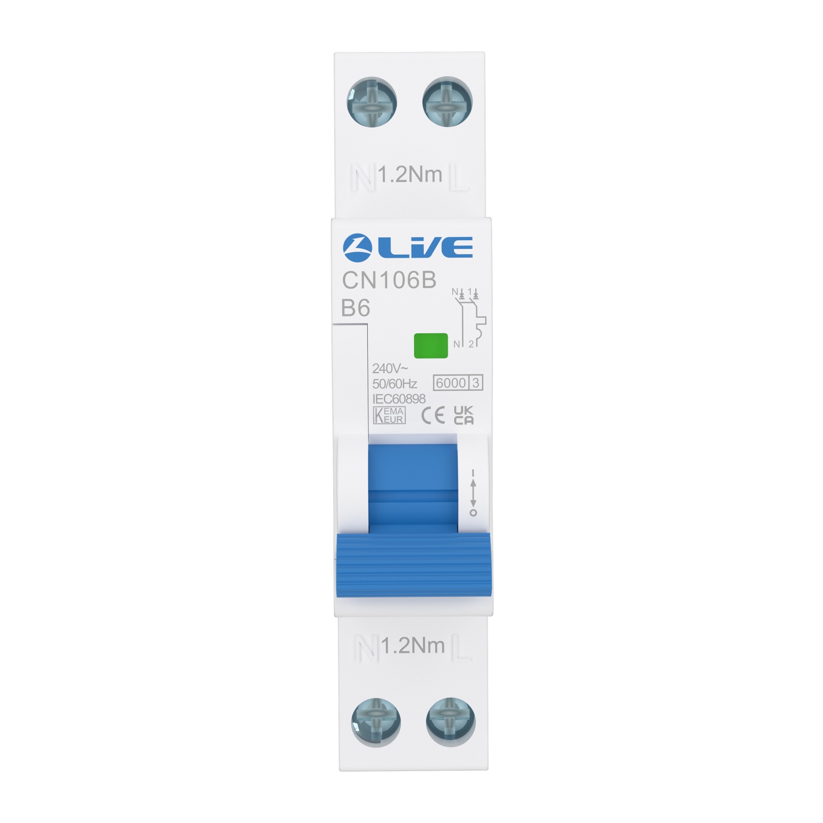 Live Electrical 6A 1P+N A-Type Bi-Directional MCB B Curve 6kA 30mA For SRN Consumer Units – CN106B - Image 3