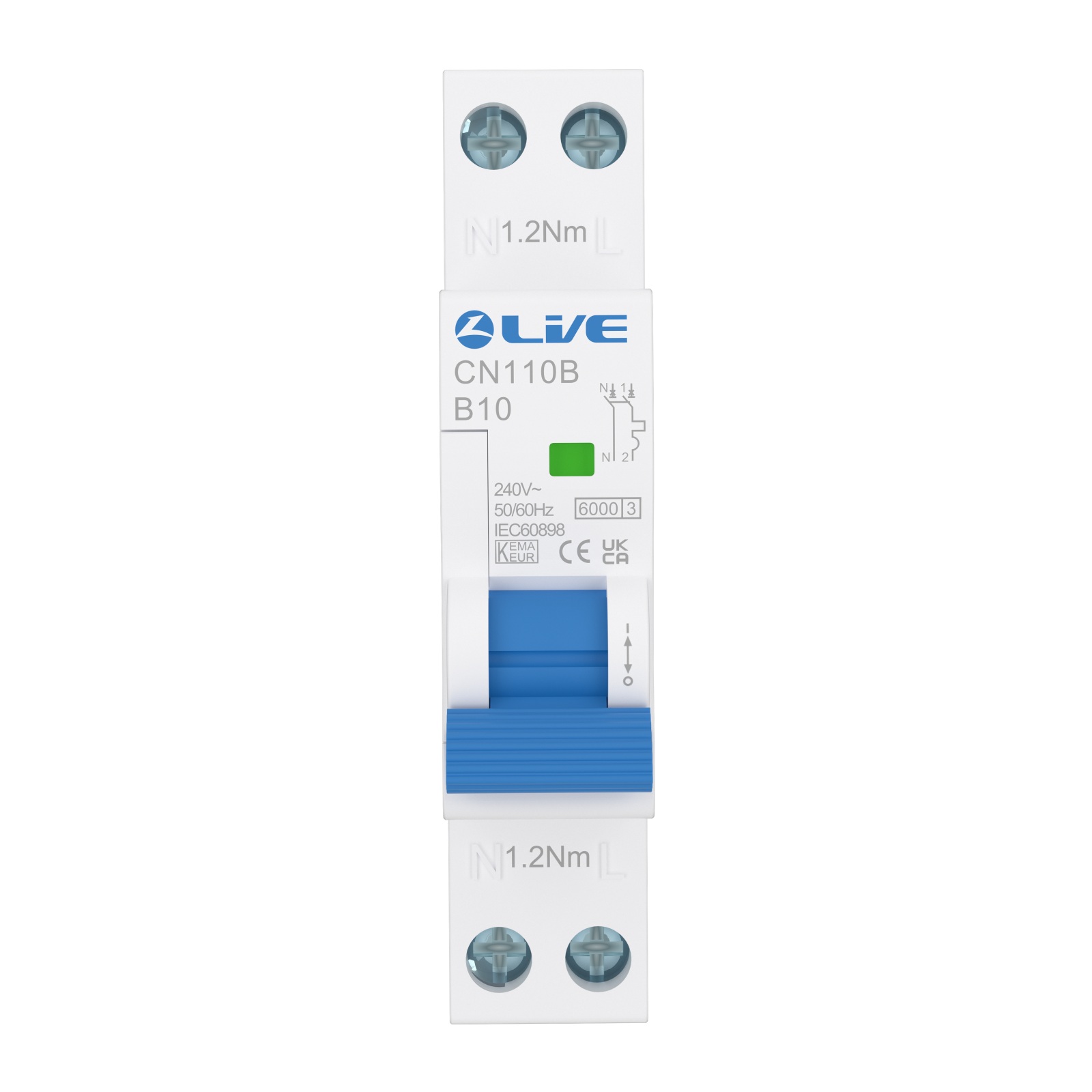 Live Electrical 10A 1P+N A-Type Bi-Directional MCB B Curve 6kA 30mA For SRN Consumer Units – CN110B - Image 3