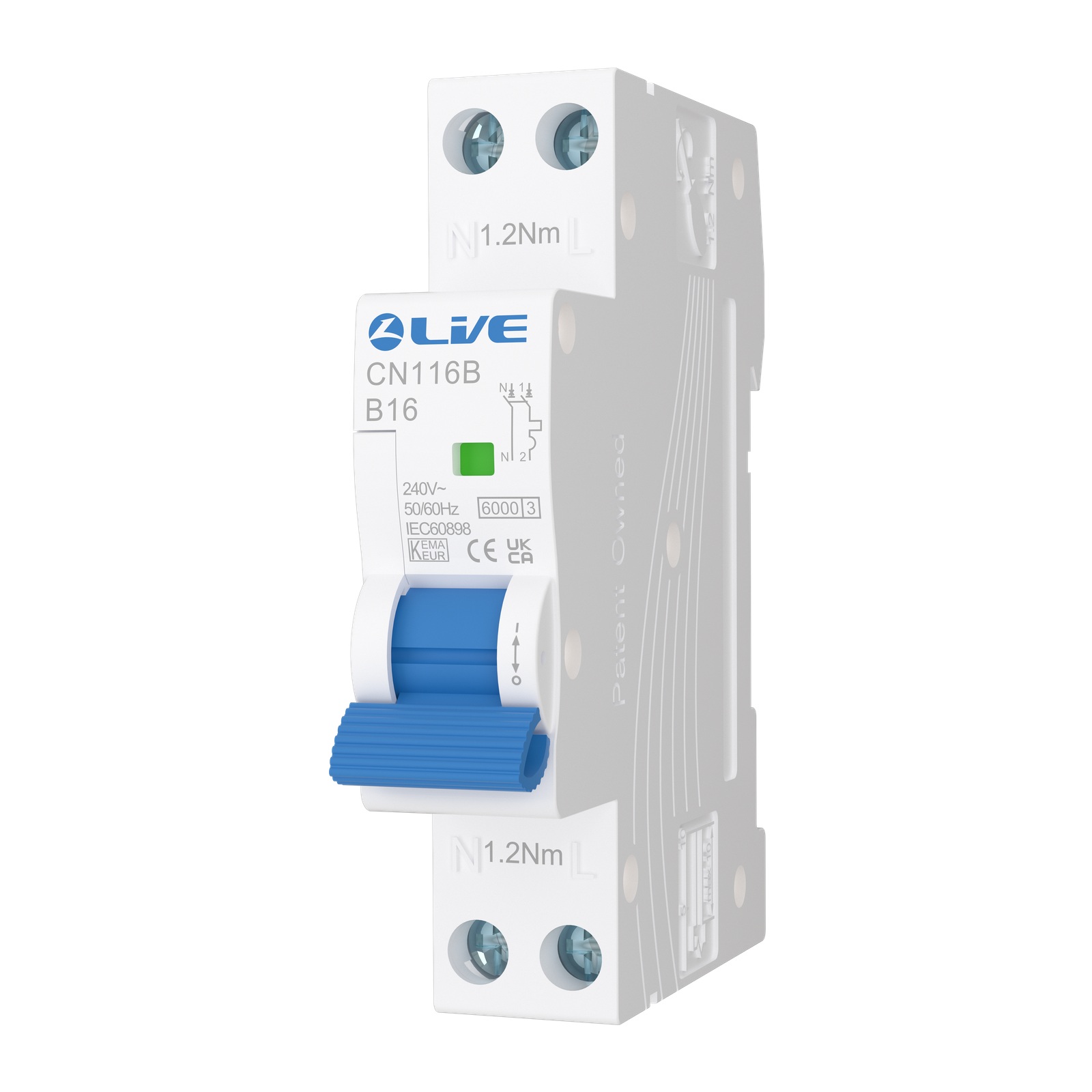 Live Electrical 16A 1P+N A-Type Bi-Directional MCB B Curve 6kA 30mA For SRN Consumer Units – CN116B - Image 2