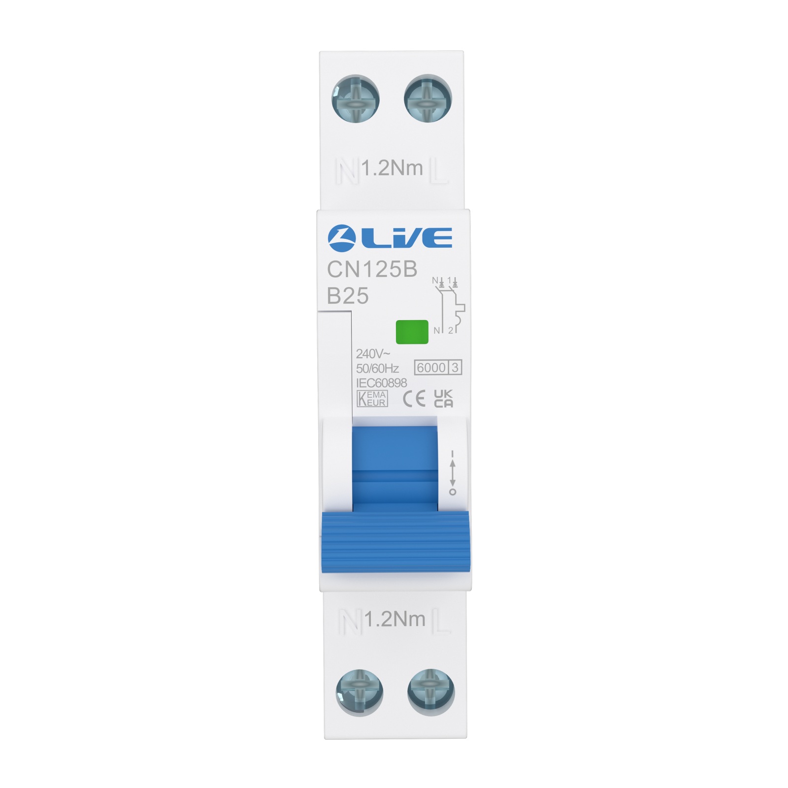 Live Electrical 25A 1P+N A-Type Bi-Directional MCB B Curve 6kA 30mA For SRN Consumer Units – CN125B - Image 3