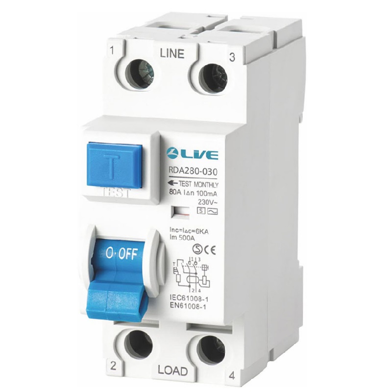 Live Electrical 2 Pole 80A 30mA Type A RCD - RDA280-030