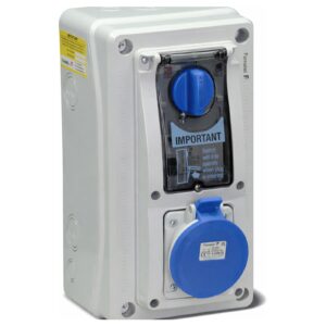 Famatel 16A 3 Pin 240V IP54 Vertical RCD Interlocked Socket - 32.3214B6R