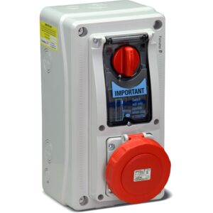 Famatel 63A 5 Pin 415V IP67 Vertical RCD Interlocked Socket - 32.463R6MTR
