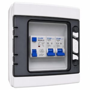 6 Way IP65 Double Pole Consumer Unit Surface Mounted Caravan Campervan Motorhome 25A 30mnA Type A RCD 2 Pole 6A MCB 2 Pole 10A MCB - CVMH25610DPCUIP65