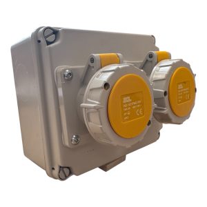 SCL 16A 2P+E 4h 110V Twin Socket Outlet IP67 Yellow - INDEL-163Y2-IP67