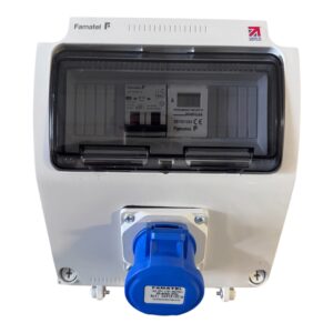 Famatel 1 Way Hook Up Unit 1x16A 2P+E Socket Front Mounted 1x16A Type A RCBO DP 30mA 1xDigital Timer - CAV1F/DTIM