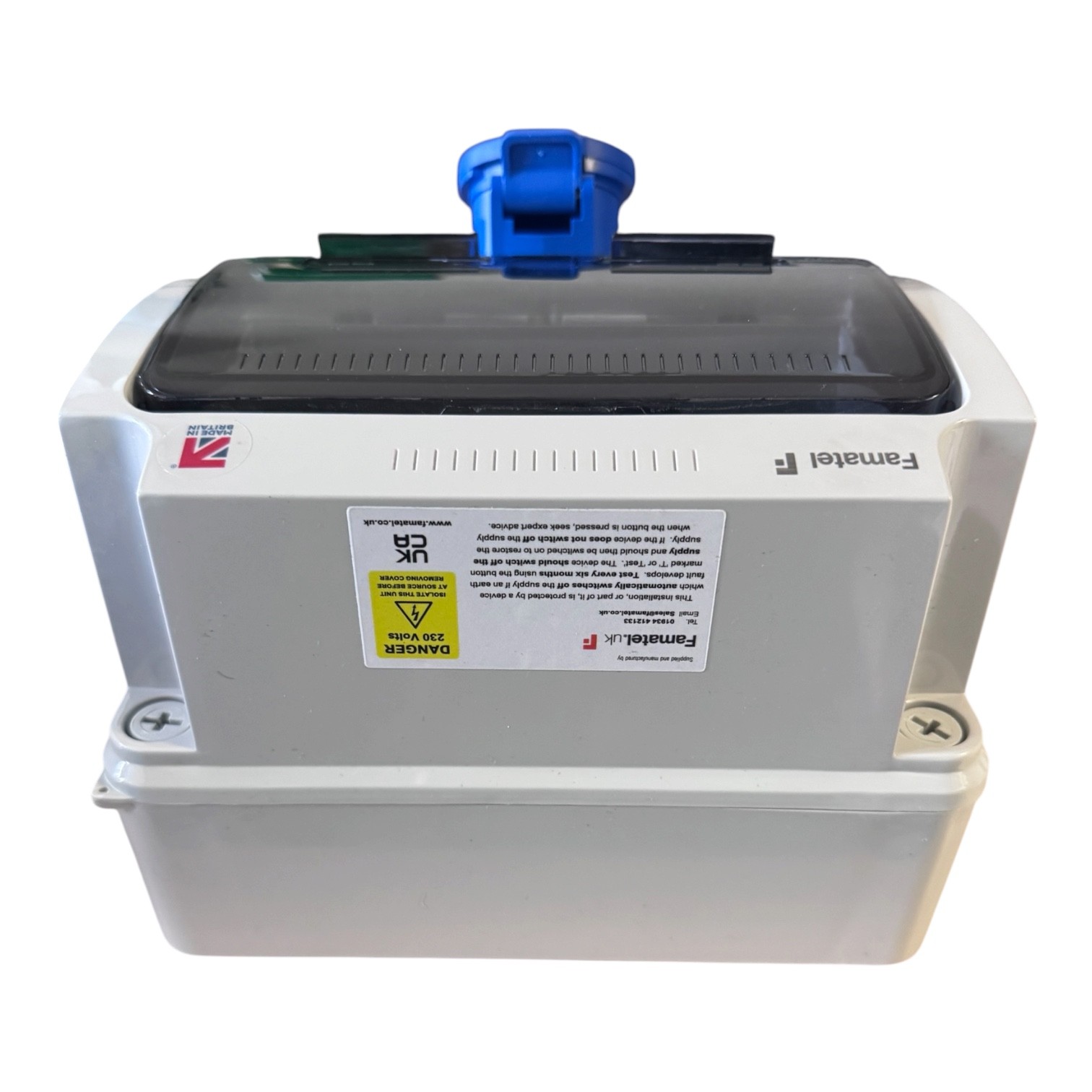 Famatel 1 Way Hook Up Unit 1x16A 2P+E Socket Front Mounted 1x16A Type A RCBO DP 30mA 1xDigital Timer - CAV1F/DTIM - Image 3
