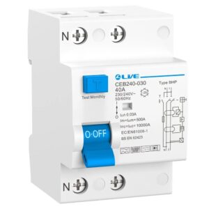 Live Electrical 2 Pole 40A 10kA 30mA Bi-Directional Type B HP RCD for Heat Pumps - CEB240-030