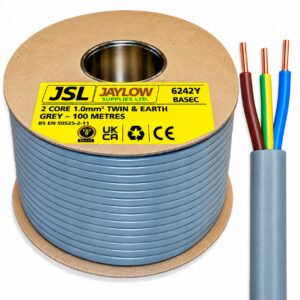 Jayearth 6242Y 1.0mm² PVC Twin and Earth Cable Grey (100m) - JE6242Y1.0/100