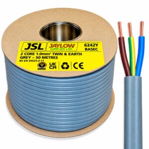 Jayearth 6242Y 1.0mm² PVC Twin and Earth Cable Grey (50m) - JE6242Y1.0/50