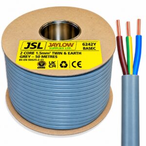 Jayearth 6242Y 1.5mm² PVC Twin and Earth Cable Grey (50m) - JE6242Y1.5/50