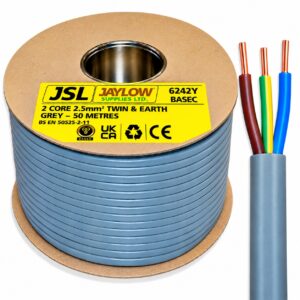 Jayearth 6242Y 2.5mm² PVC Twin and Earth Cable Grey (50m) - JE6242Y2.5/50