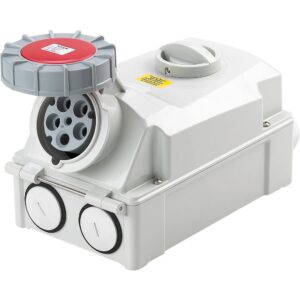 Deligo 63A 5 Pin (3P+N+E) Red IP67 Industrial Interlocked Socket 415V - SI415-635P