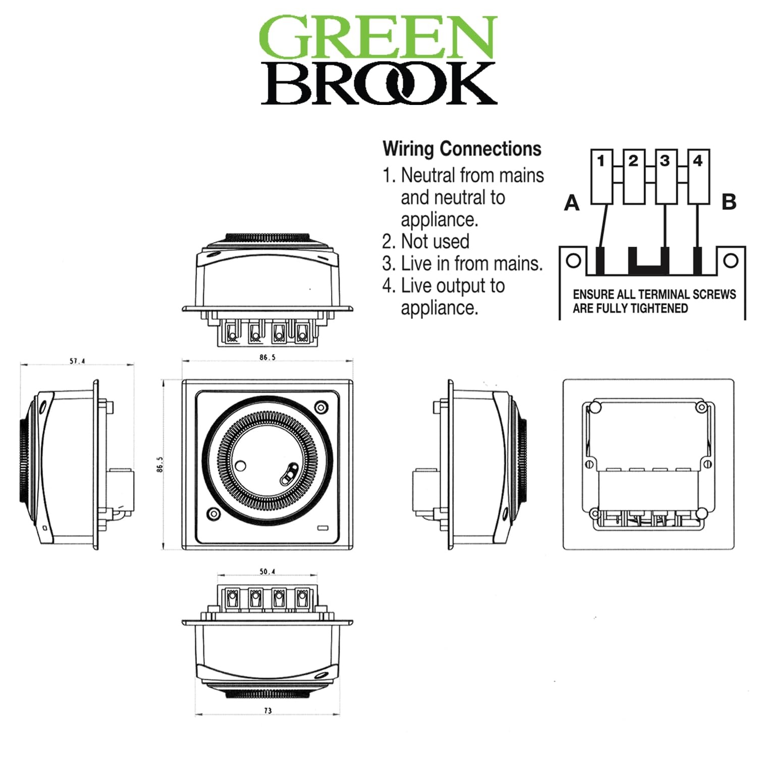 Greenbrook 7 Day Mechanical Timer Socket Box Mount 16A - T101A - Image 2