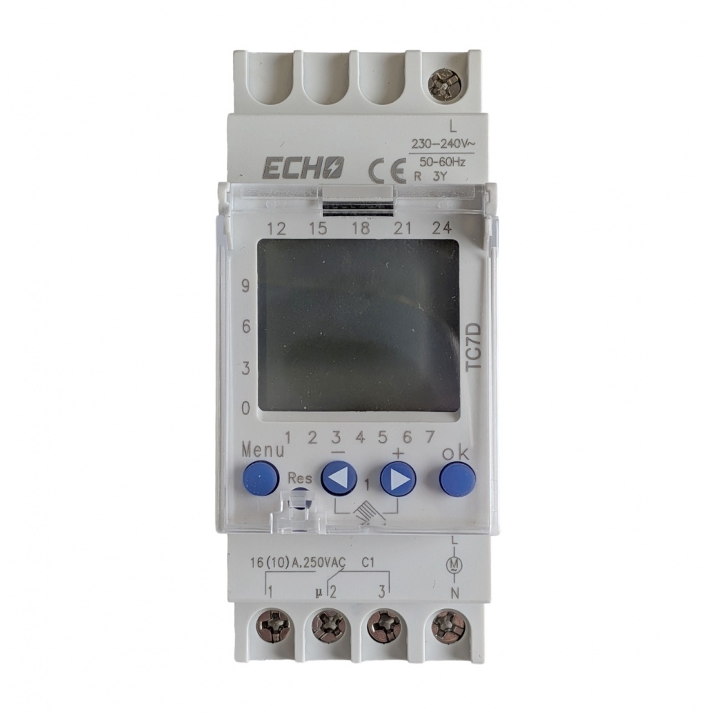 Echo Time Clock 16A 1 Channel 7 Day + Battery - TC7D - Image 4