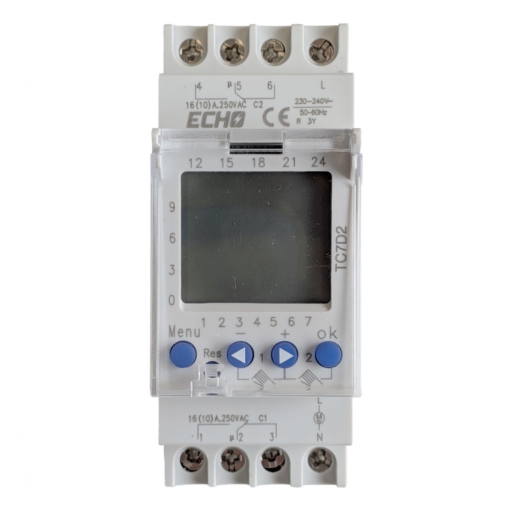 Echo Time Clock 16A 2 Channel NO 7 Day + Battery - TC7D2 - Image 4
