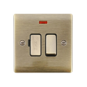 Saxby Raised Screwed 13A Switched Fused Spur Unit with Neon Antique Brass With Black Insert - RS322ABB