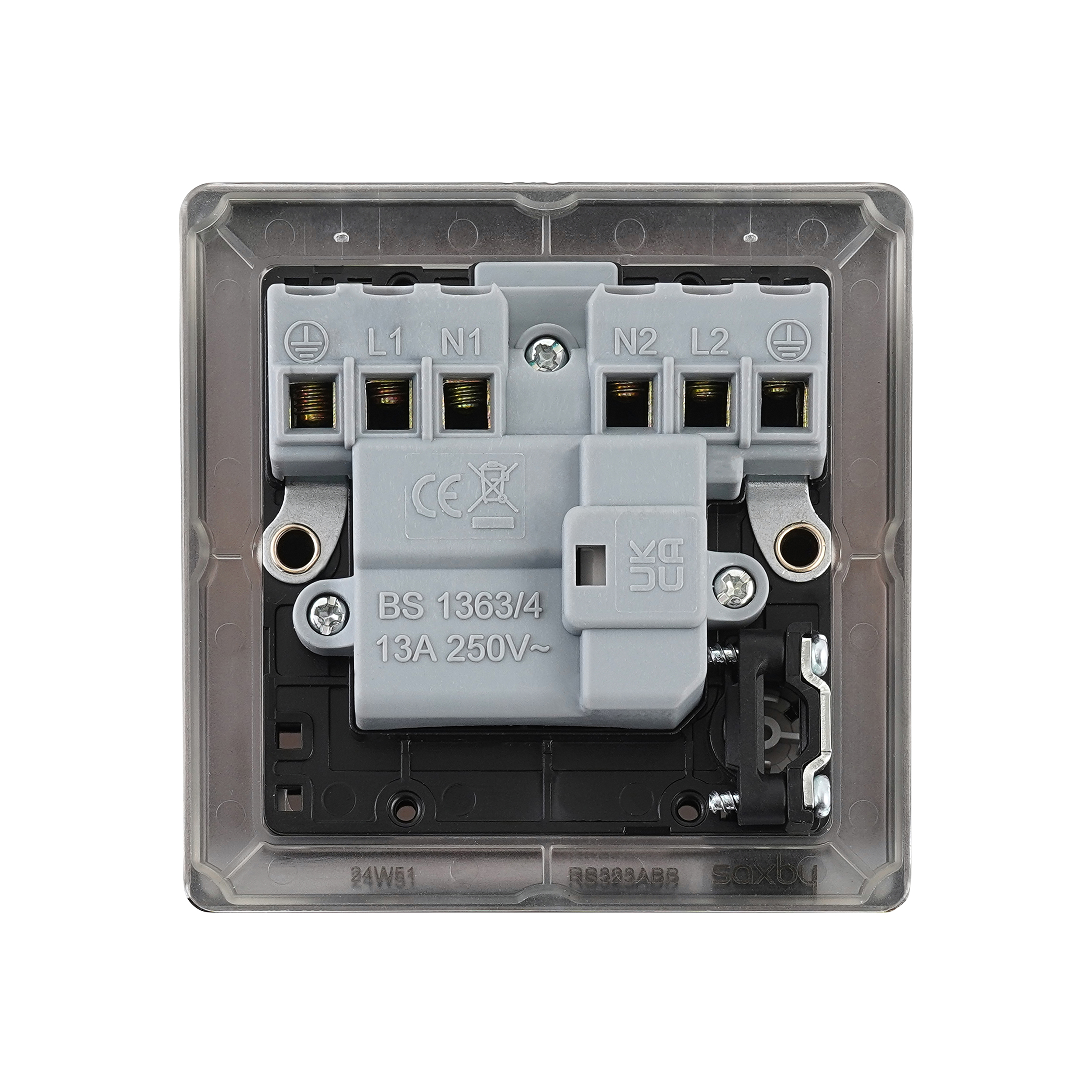 Saxby Raised Screwed 13A Switched Fused Spur Unit with Flex Outlet and Neon Antique Brass With Black Insert - RS323ABB - Image 5