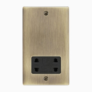 Saxby Raised Screwed Dual Voltage Shaver Socket Antique Brass With Black Insert - RS441ABB