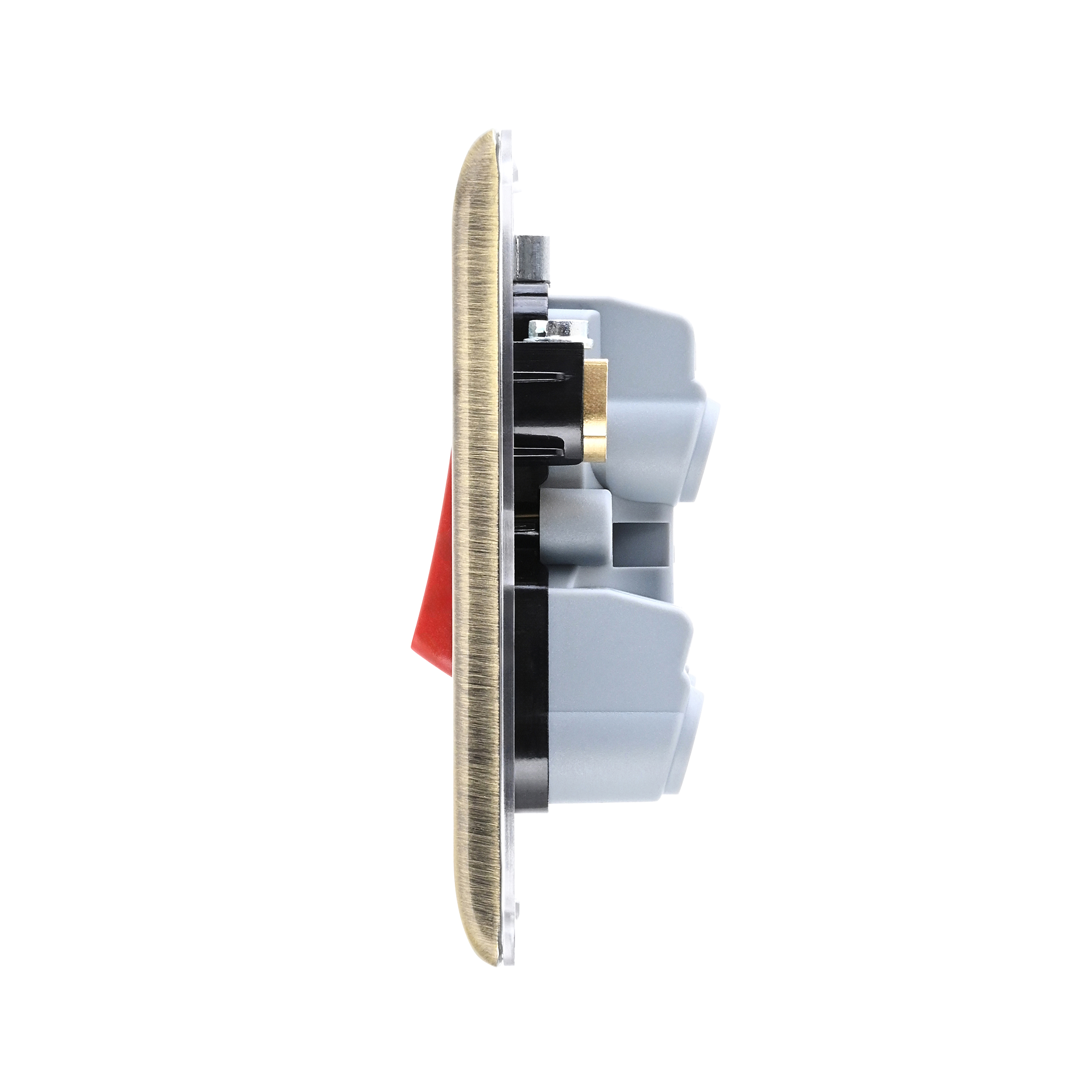 Saxby Raised Screwed 45A 1G DP Switch with Neon Antique Brass With Black Insert - RS553ABB - Image 6