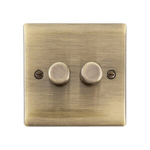 Saxby Raised Screwed 2G LED Dimmer 5-100W Antique Brass - RS662AB