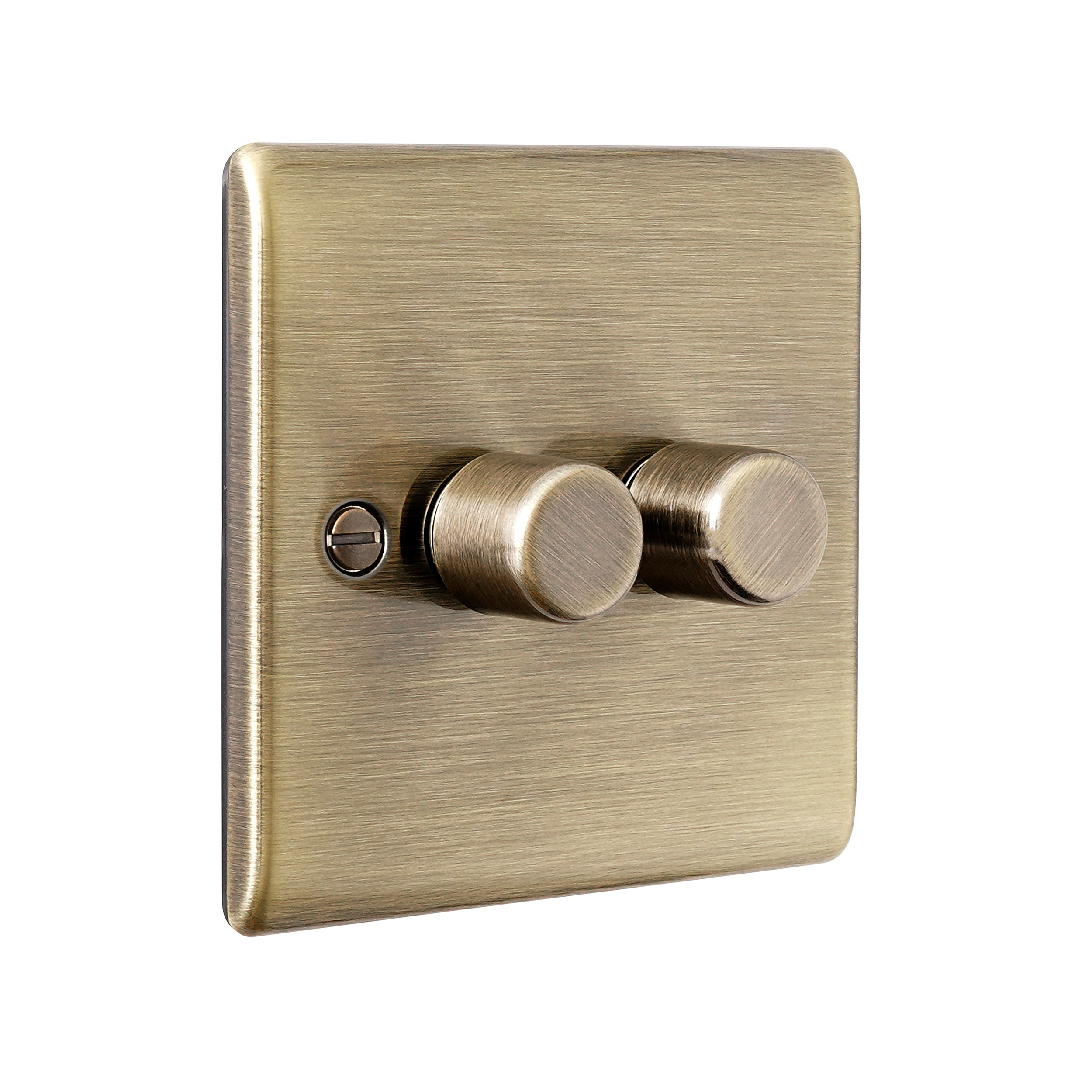 Saxby Raised Screwed 2G LED Dimmer 5-100W Antique Brass - RS662AB - Image 2
