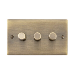 Saxby Raised Screwed 3G LED Dimmer 5-100W Antique Brass - RS663AB