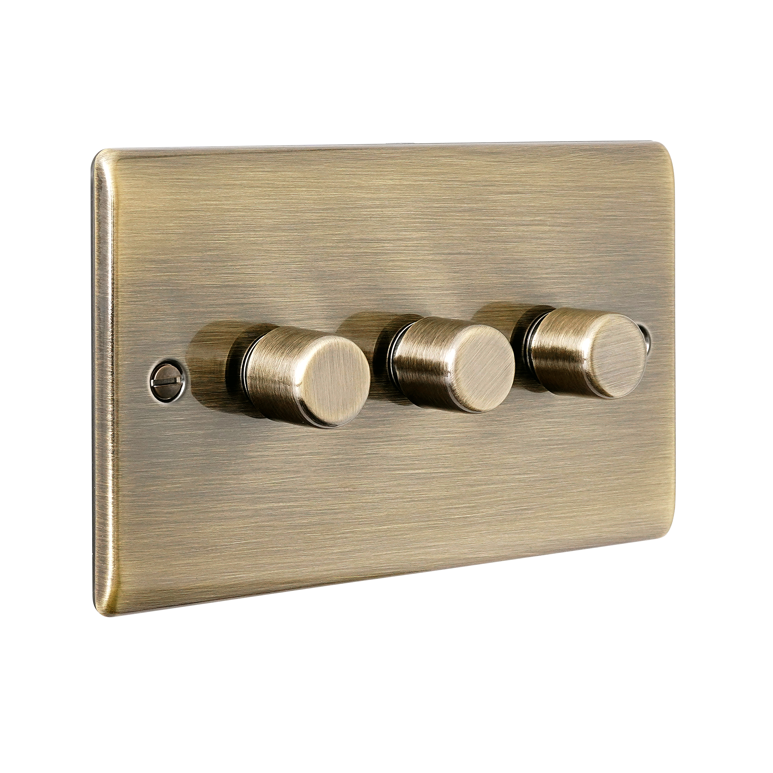Saxby Raised Screwed 3G LED Dimmer 5-100W Antique Brass - RS663AB - Image 2