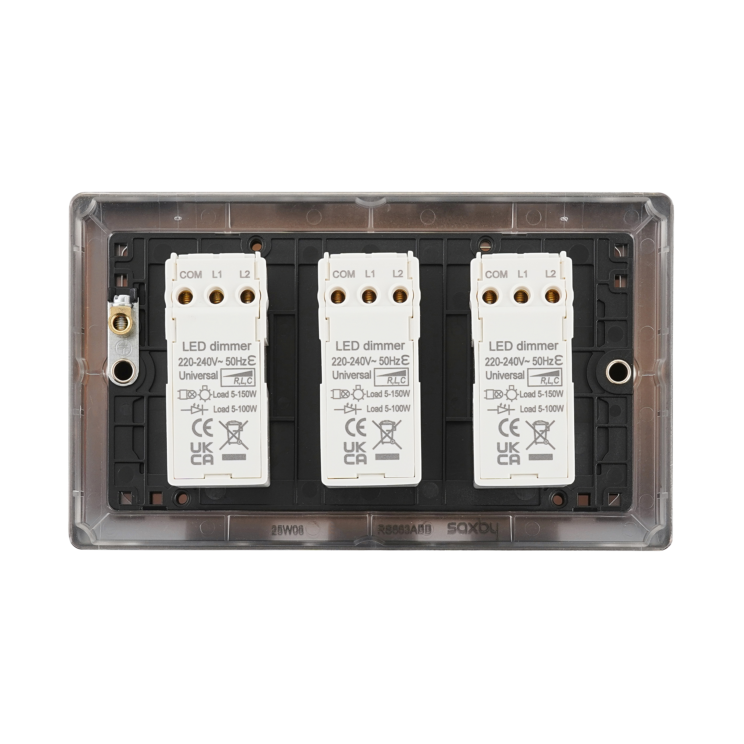 Saxby Raised Screwed 3G LED Dimmer 5-100W Antique Brass - RS663AB - Image 3