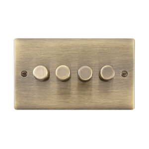 Saxby Raised Screwed 4G LED Dimmer 5-100W Antique Brass - RS664AB