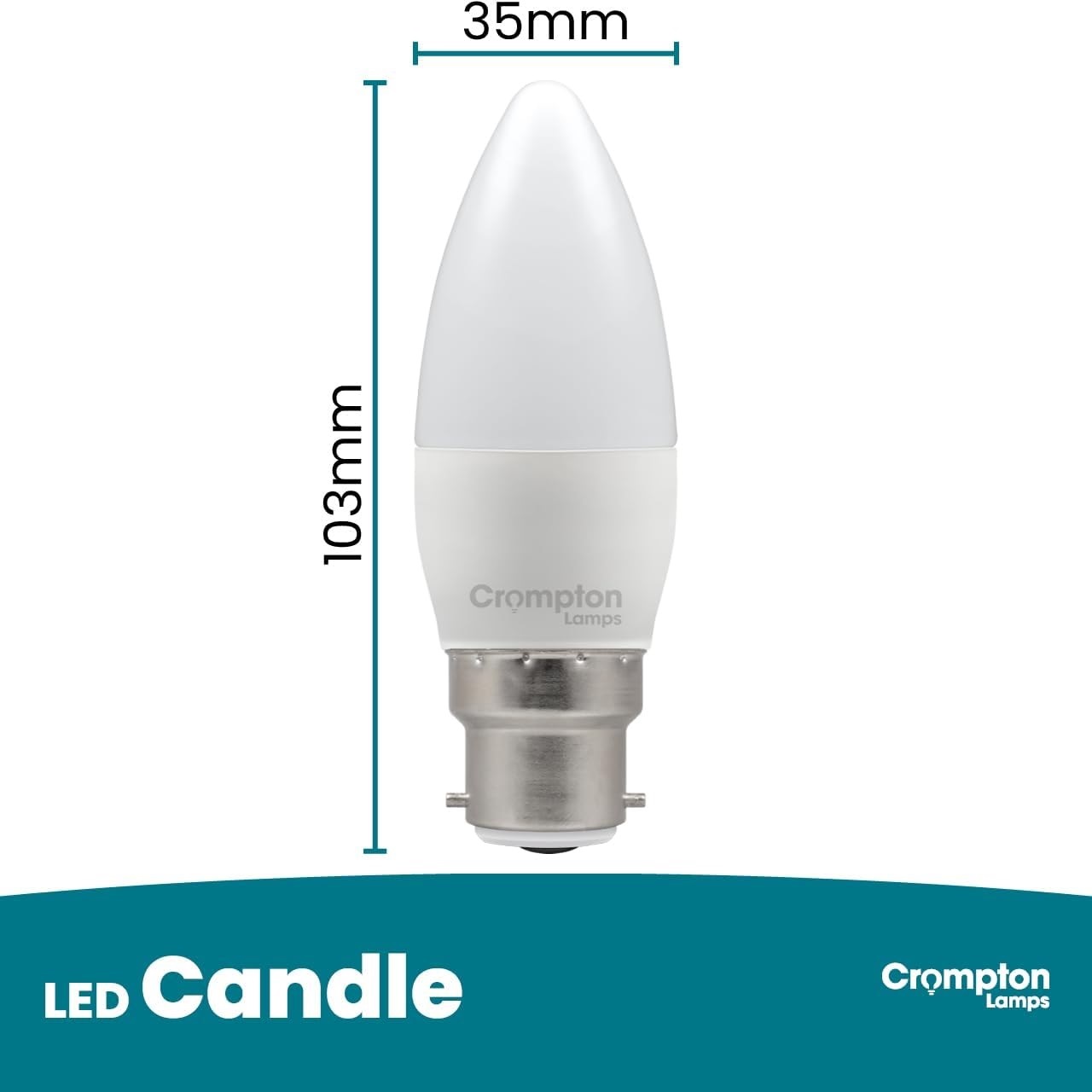 Crompton Lamps LED Thermal Plastic Candle Opal Non-Dimmable 6.5W 4000K 806LM BC-B22 - 20276 - Image 7