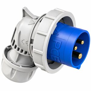 PCE 32A 3 Pin (2P+E) Blue IP67 Industrial Angled Plug 240V - 80232-6