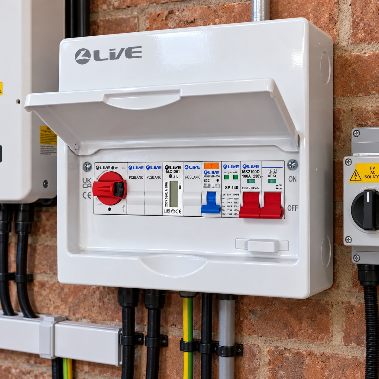 Live Electrical 10 Module Metal PV AC Consumer Unit c/w DP 100A Main Switch, 20A Type A RCBO B Curve, 32A AC Isolator & T2 20/40kA SPD - LSMC1032-R20 - Image 6