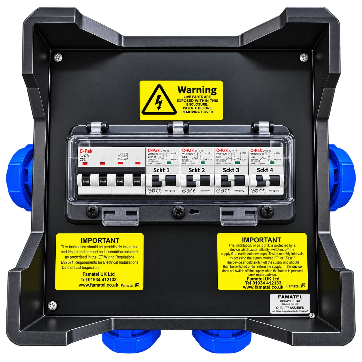 Famatel 32A 240V 4-Way Portable Power Distribution Box with RCBO Protection - SPHRB1084 - Image 11