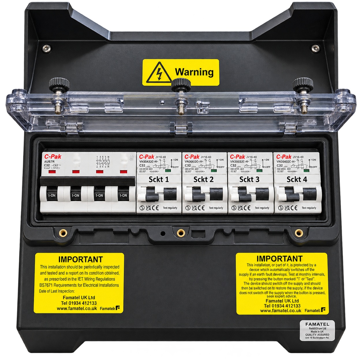 Famatel 32A 240V 4-Way Portable Power Distribution Box with RCBO Protection - SPHRB1084 - Image 8