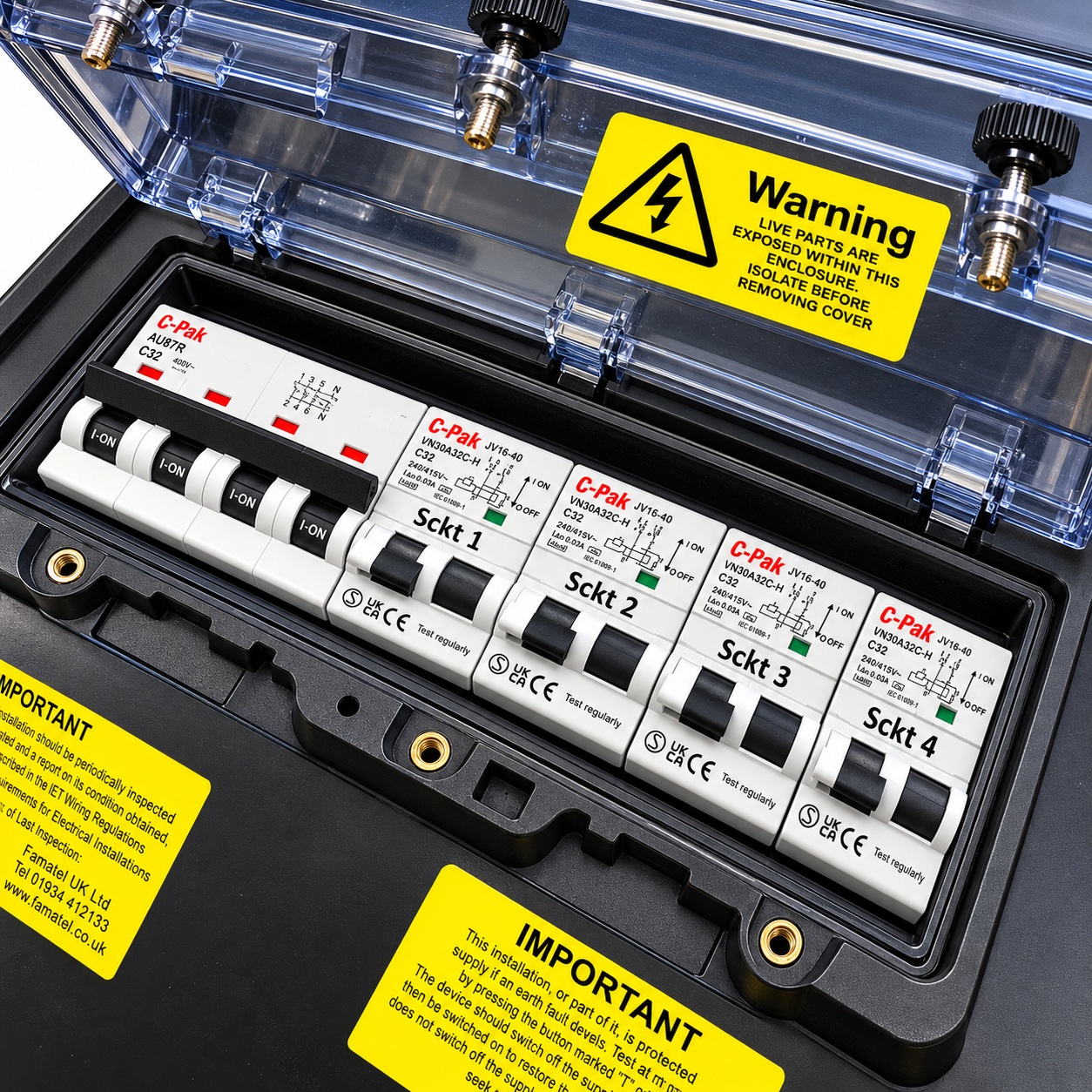 Famatel 32A 240V 4-Way Portable Power Distribution Box with RCBO Protection - SPHRB1084 - Image 10