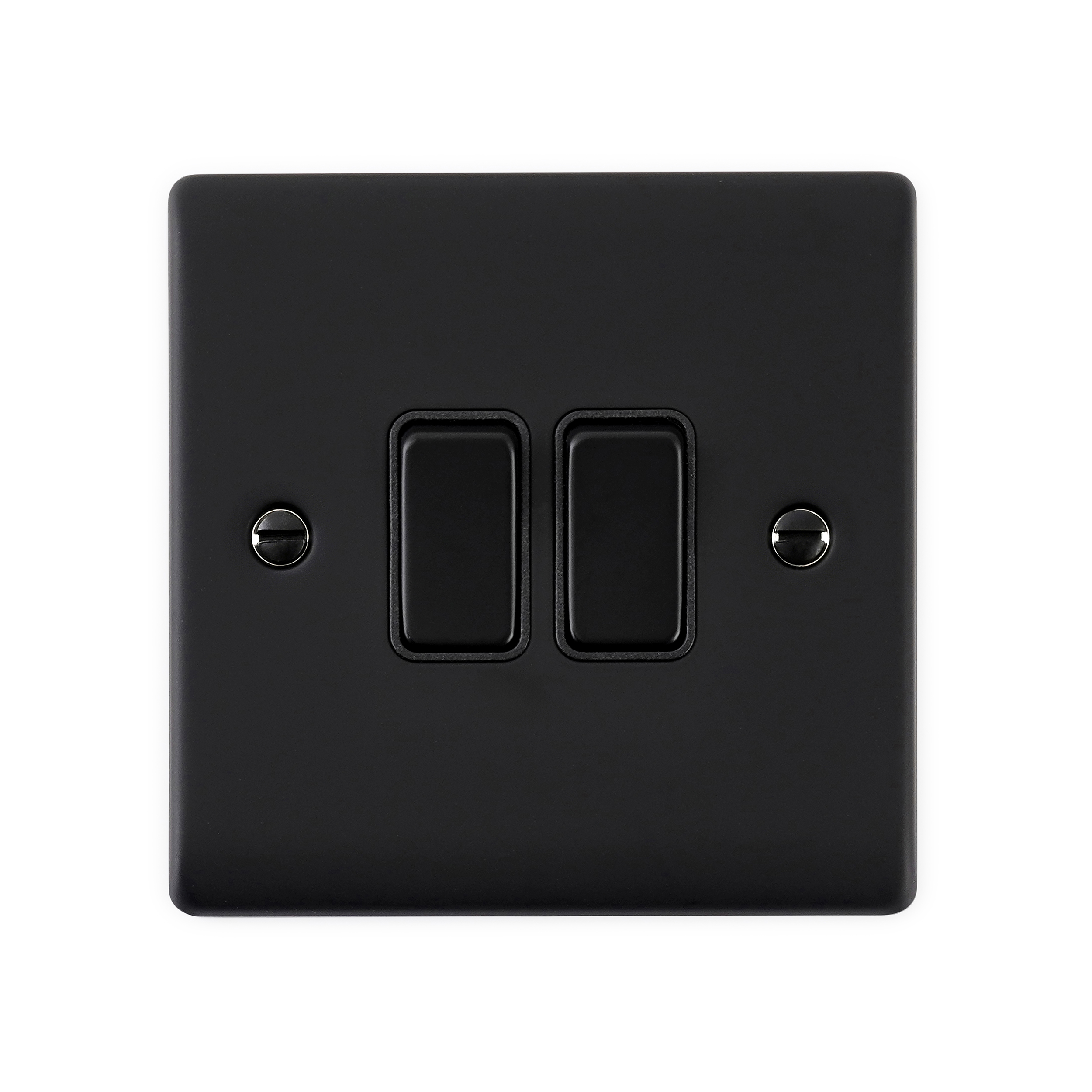 Saxby Raised Screwed 10AX 2G 2-Way Switch Matt Black With Black Insert - RS102BLB - Image 2