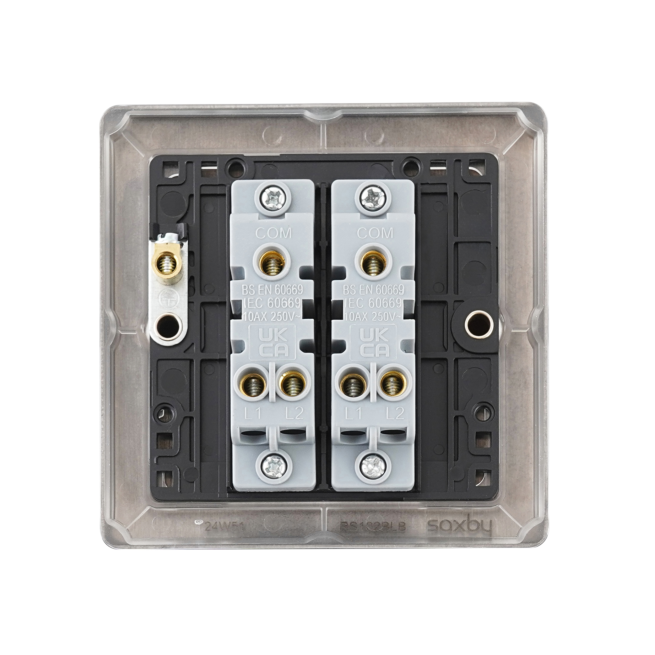 Saxby Raised Screwed 10AX 2G 2-Way Switch Matt Black With Black Insert - RS102BLB - Image 5