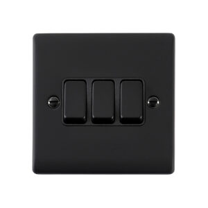 Saxby Raised Screwed 10AX 3G 2-Way Switch Matt Black With Black Insert - RS103BLB