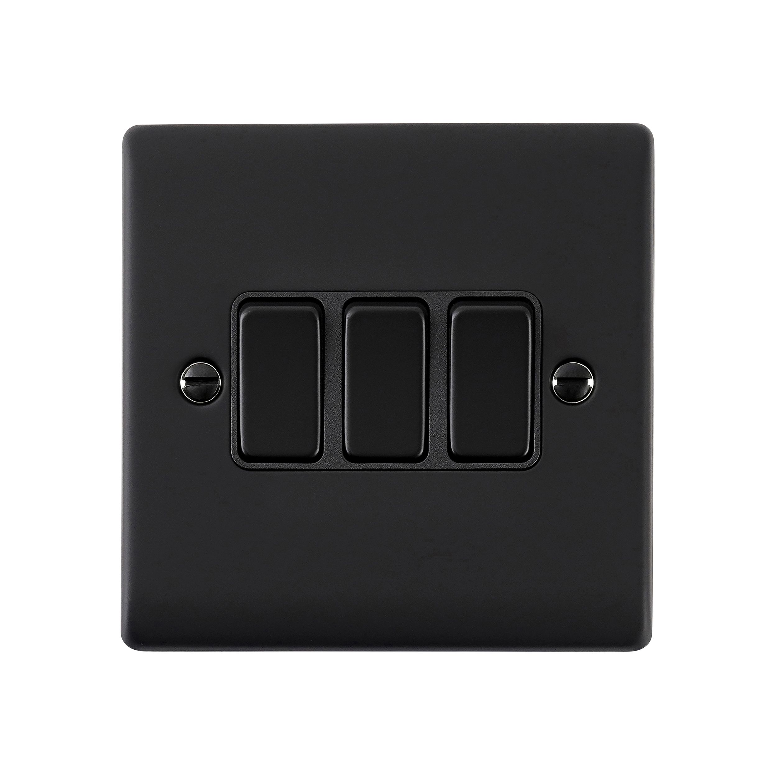 Saxby Raised Screwed 10AX 3G 2-Way Switch Matt Black With Black Insert - RS103BLB - Image 2